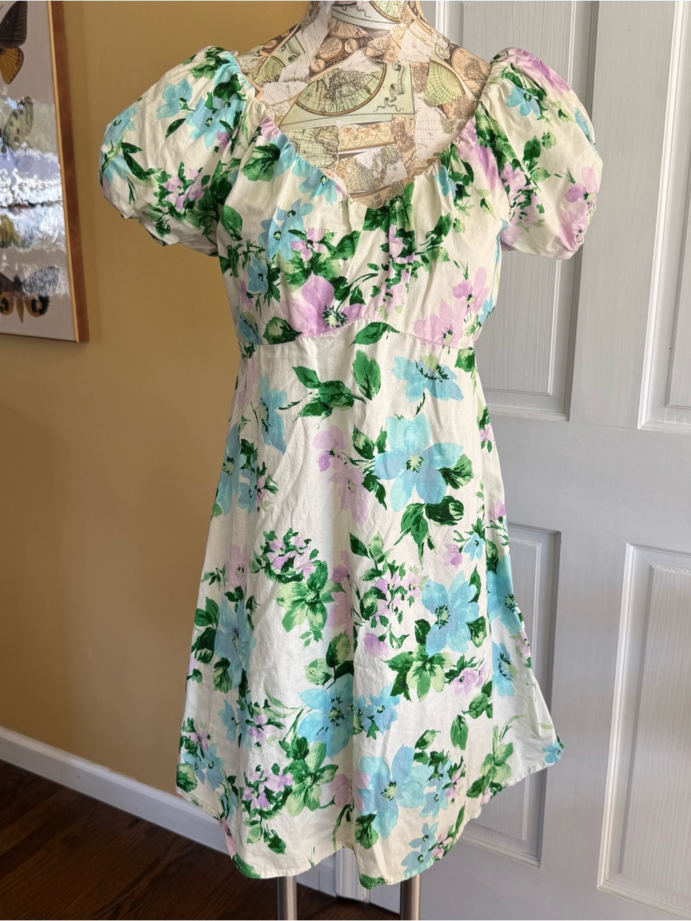 Old Navy 100% Cotton Floral A Line Puff Sleeve Summer Sundress Small